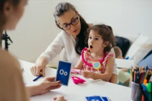 Girl with therapists
